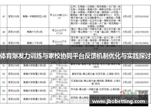体育爆发力训练与家校协同平台反馈机制优化与实践探讨